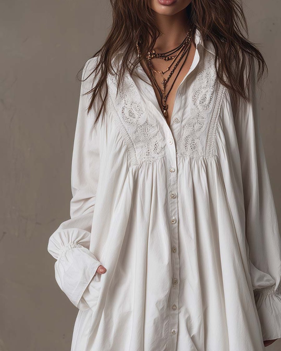 Dorina | Lace Shirt Mini Dress