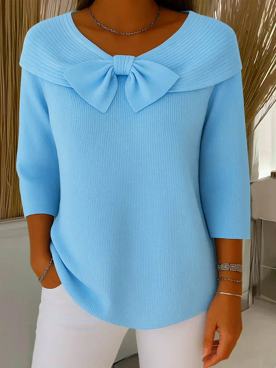Constance | Elegant Knitted Bow Top