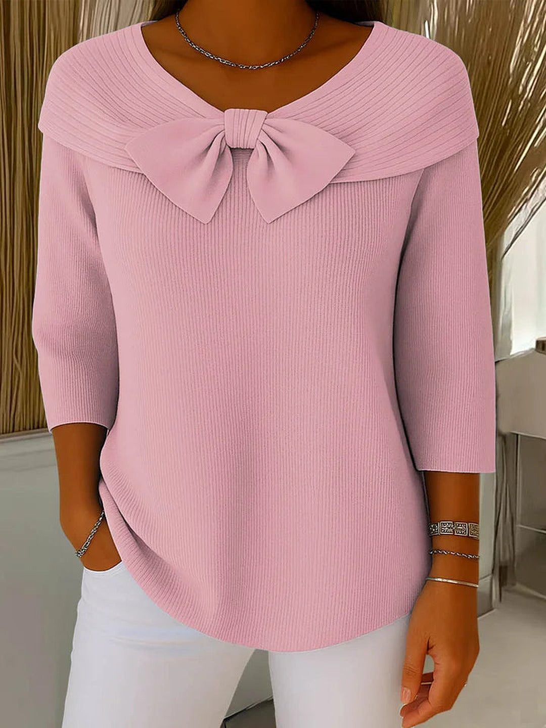 Constance | Elegant Knitted Bow Top