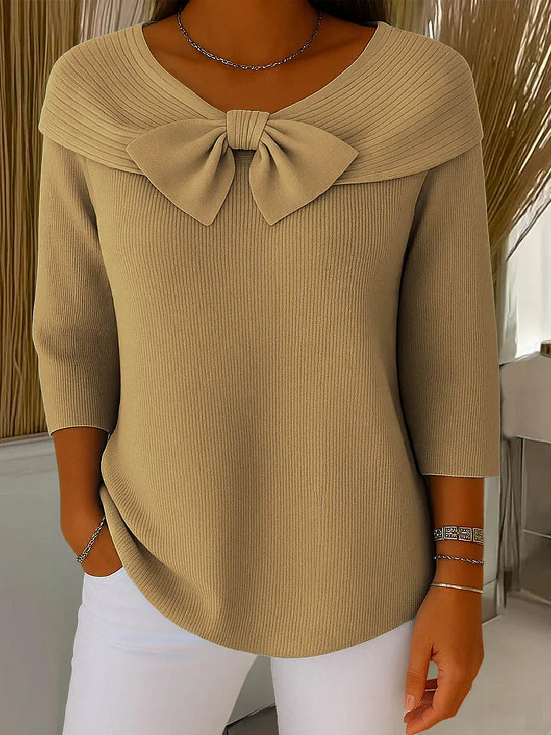 Constance | Elegant Knitted Bow Top