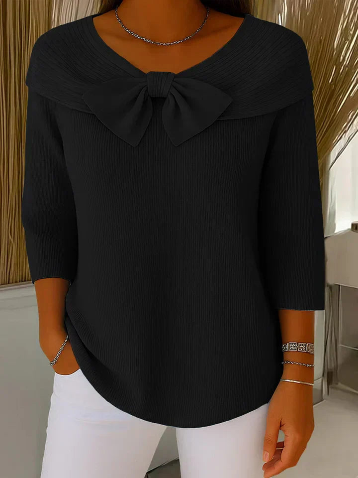 Constance | Elegant Knitted Bow Top