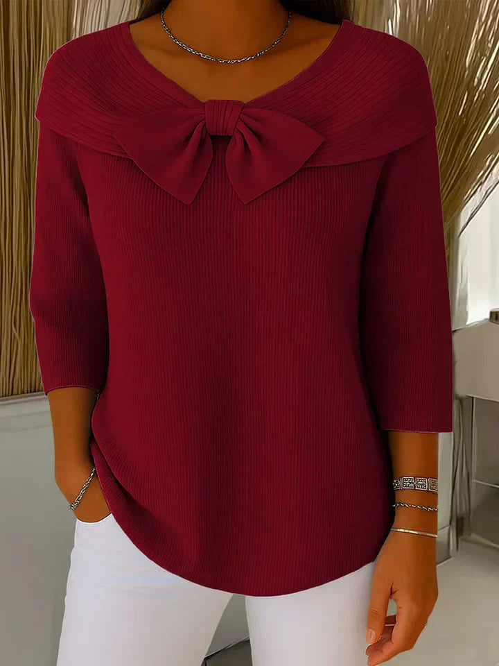 Constance | Elegant Knitted Bow Top