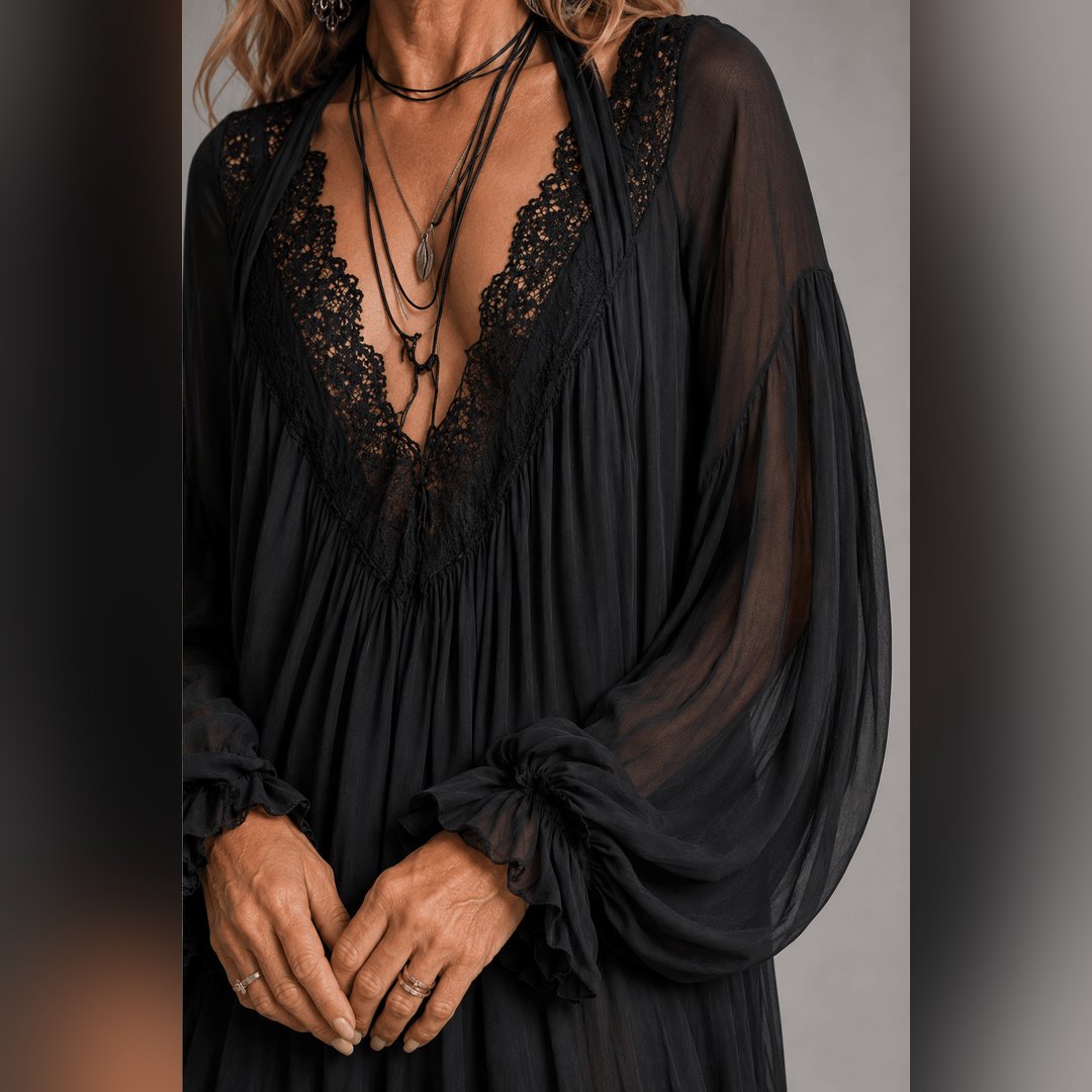 Donita | Black Chiffon Halter Mini Dress