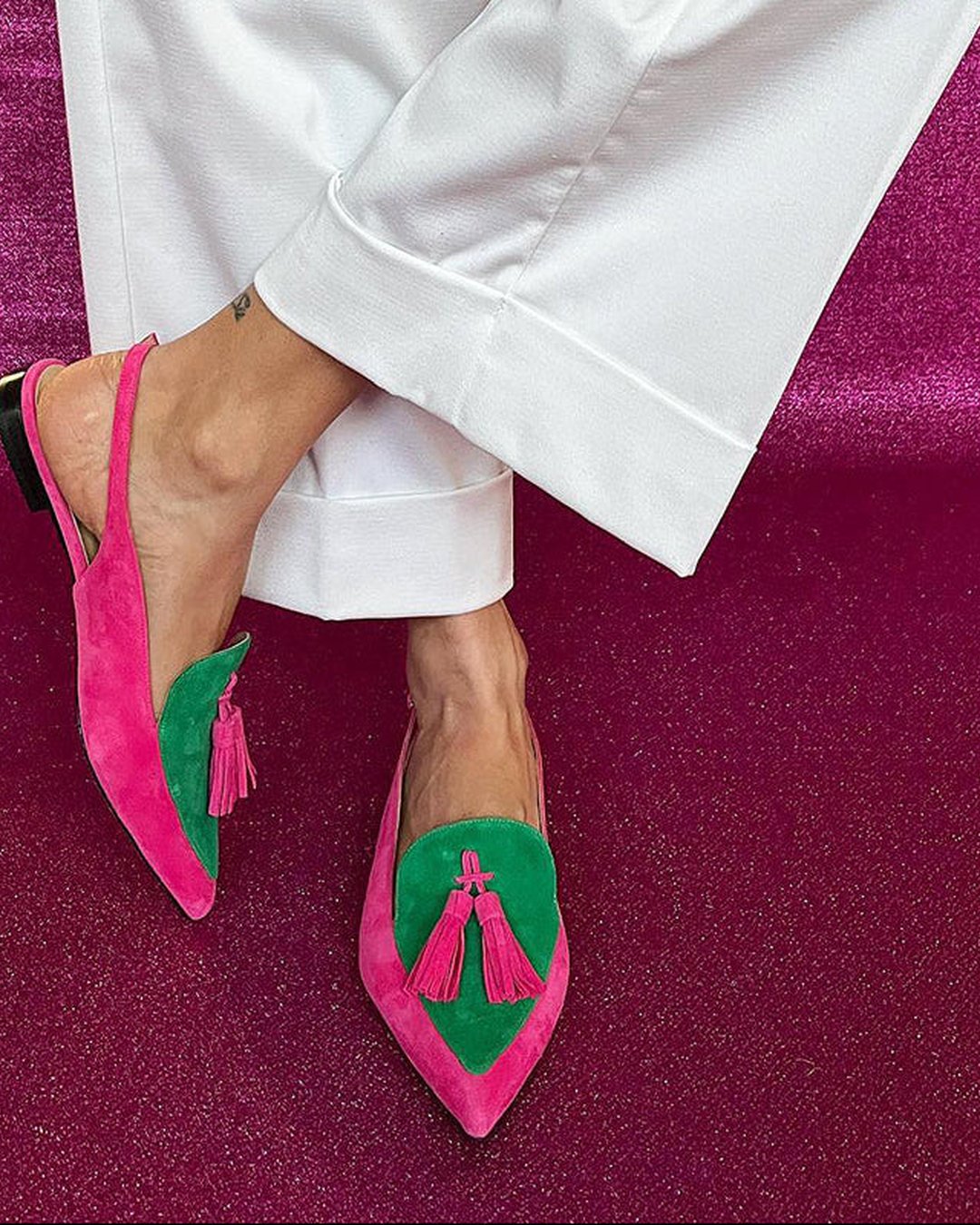 Valma | Fringe Ballet Flats With Ankle Strap