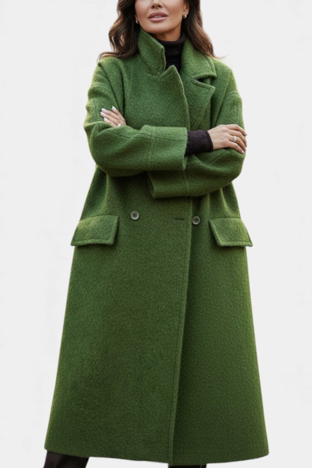 Loraine | Long Oversized Double-Breasted Coat with Notched Collar