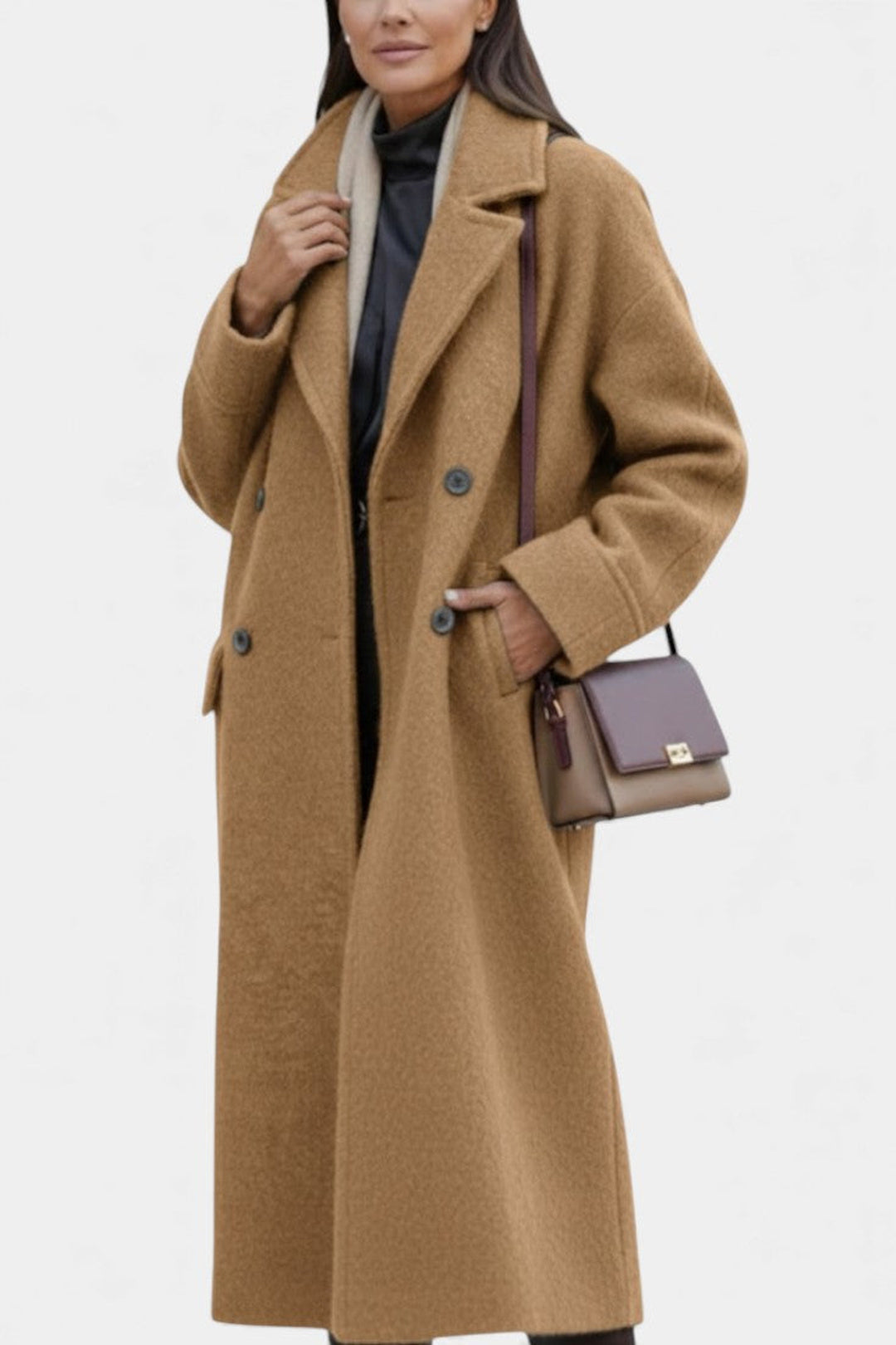 Loraine | Long Oversized Double-Breasted Coat with Notched Collar