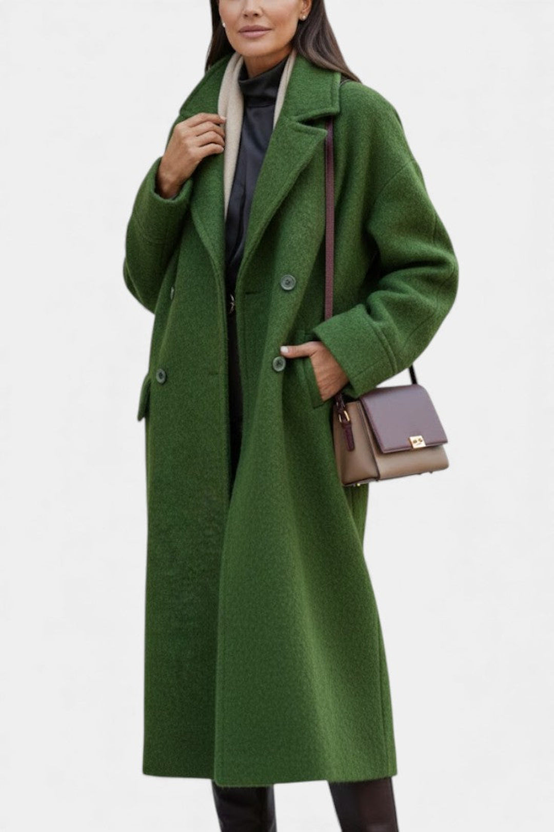 Loraine | Long Oversized Double-Breasted Coat with Notched Collar