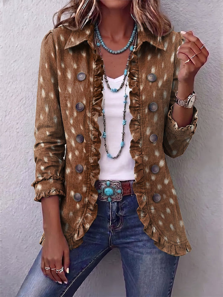 Gizelle | Bohemian Animal-Print Ruffled Jacket