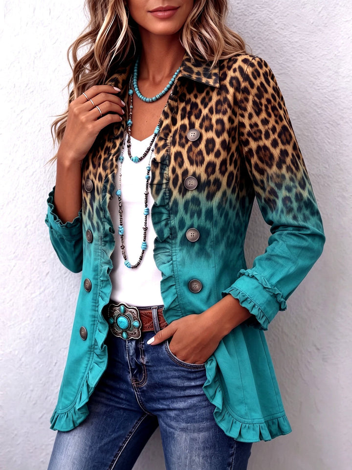 Orlena | Leopard Ombre Ruffle Blazer