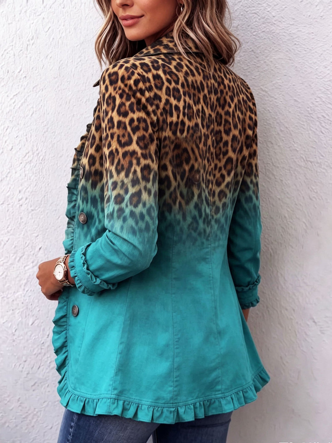 Orlena | Leopard Ombre Ruffle Blazer