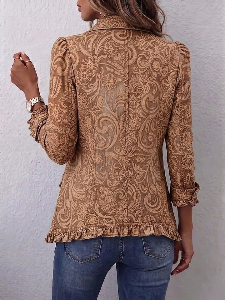 Keturah | Vintage Bohemian Floral Print Ruffled Jacket