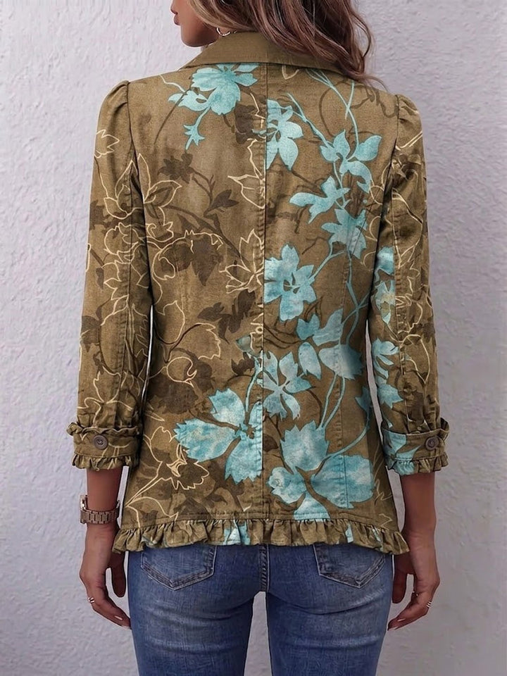 Gianne | Boho Gradient Vintage Floral Ruffle Jacket