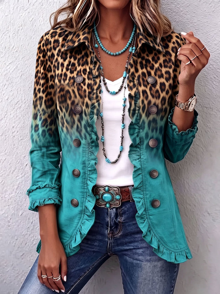 Orlena | Leopard Ombre Ruffle Blazer