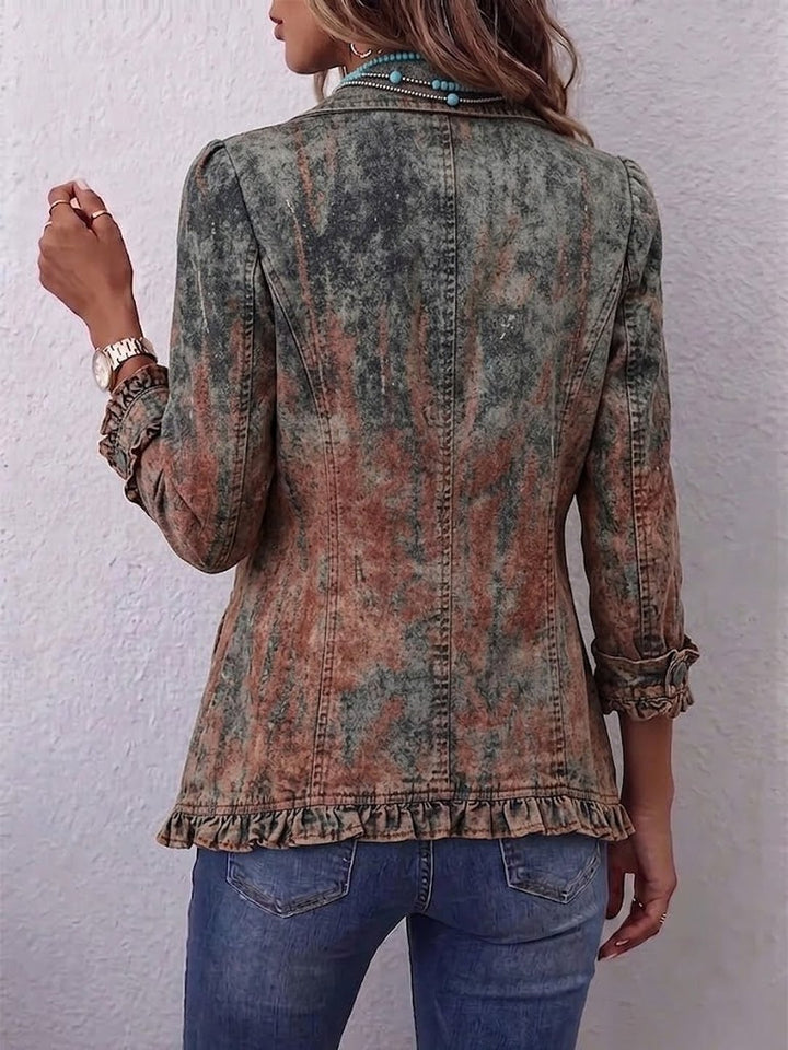 Bronwyn | Vintage Gradient Textured Print Ruffle Jacket