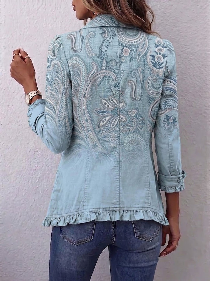 Orina | Vintage Paisley Print Ruffled Jacket