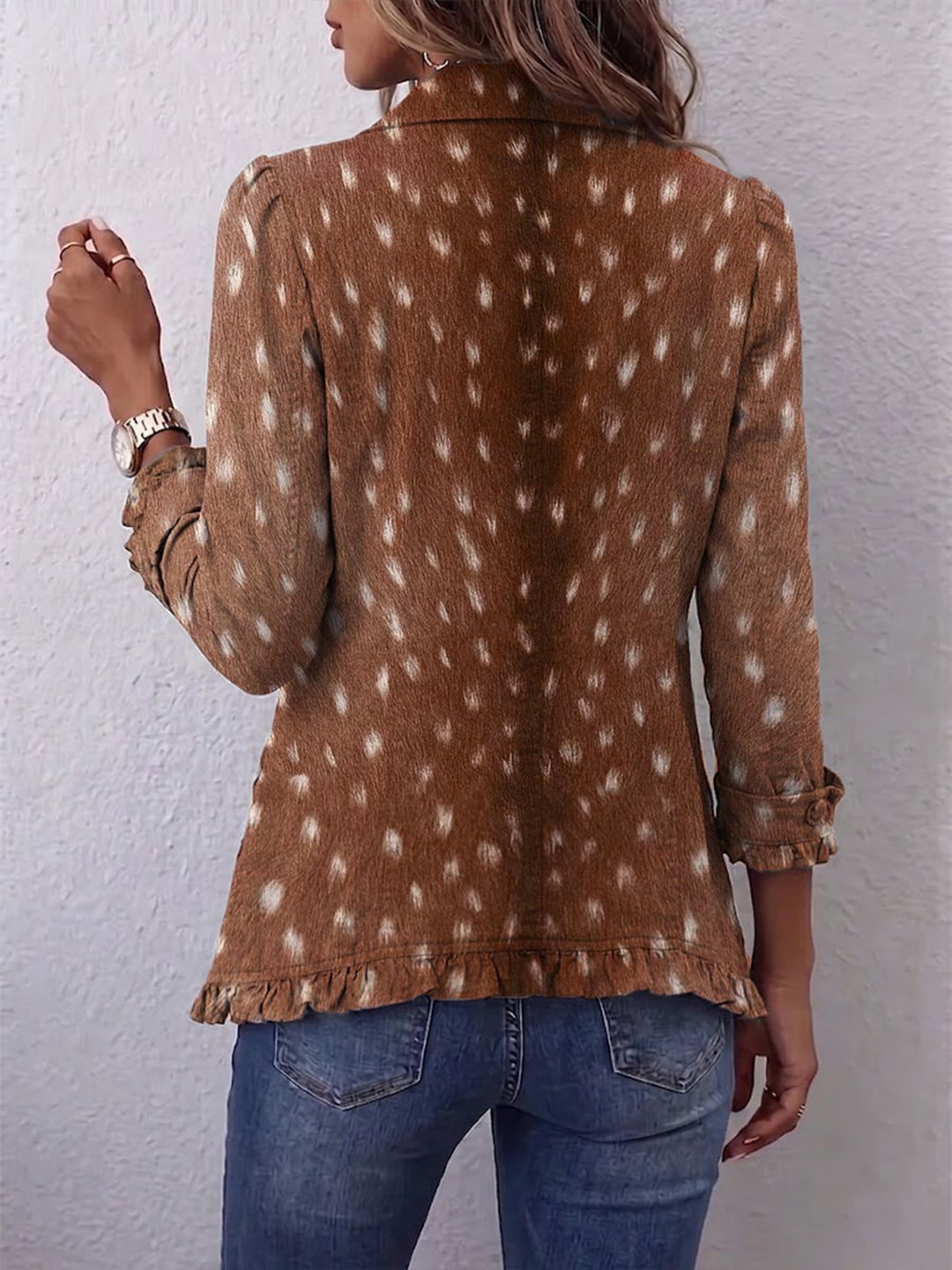 Gizelle | Bohemian Animal-Print Ruffled Jacket