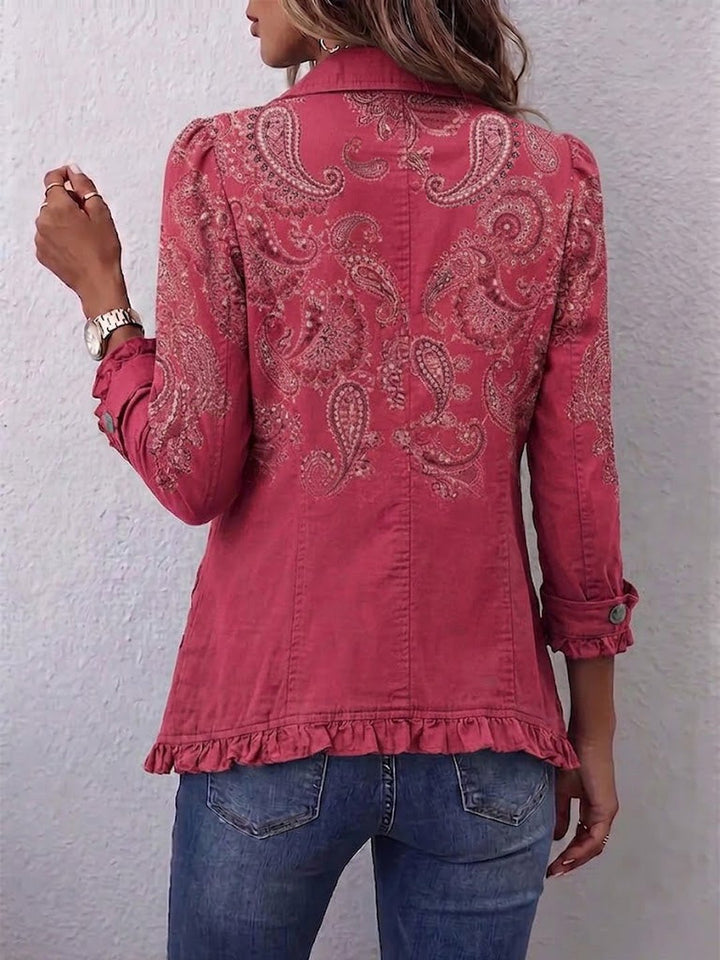 Kalia | Vintage Paisley Print Ruffled Jacket