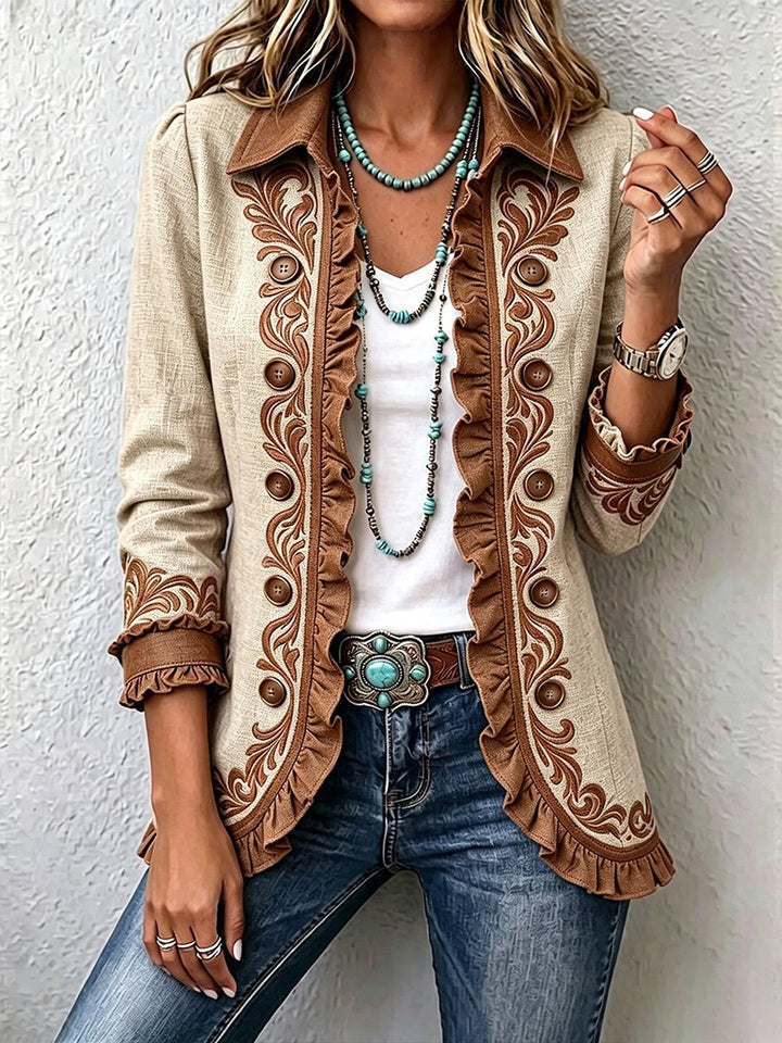 Clementine | Vintage Bohemian Floral Ruffled Jacket