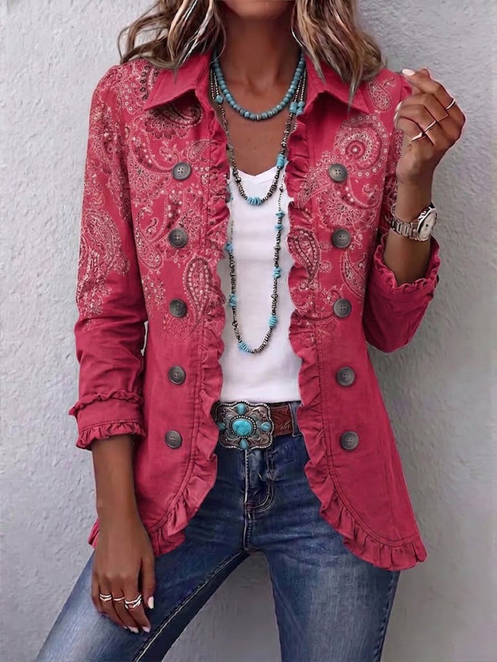 Kalia | Vintage Paisley Print Ruffled Jacket