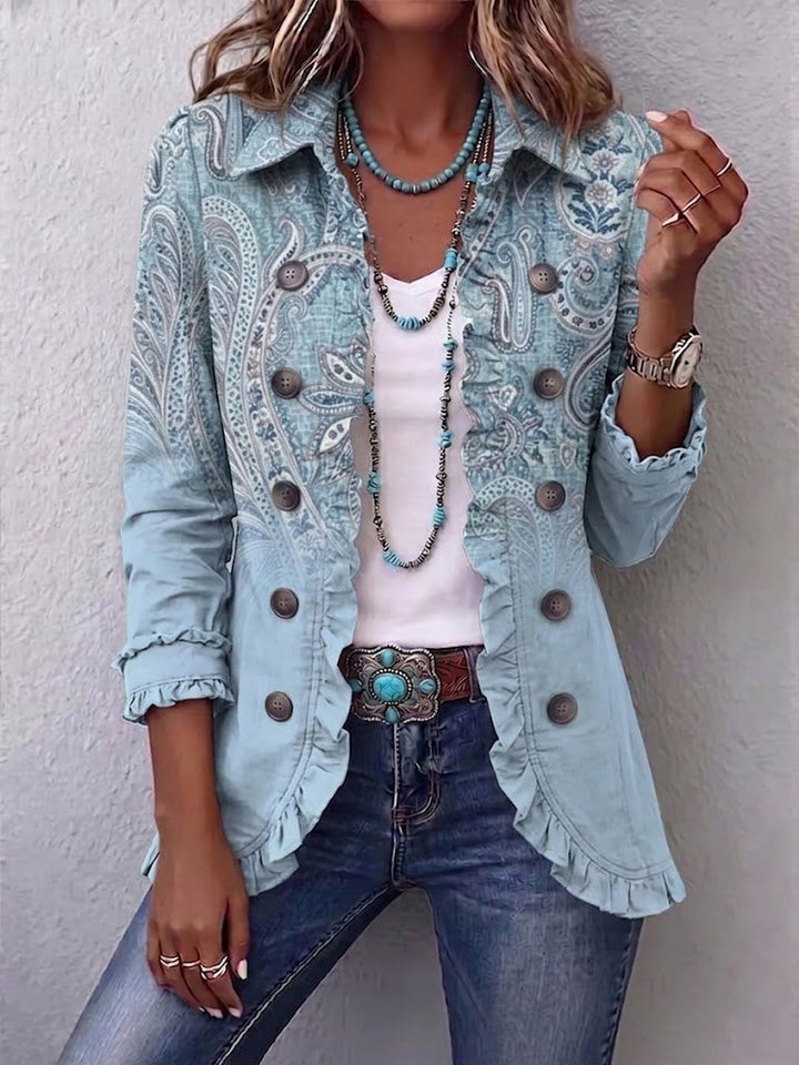 Orina | Vintage Paisley Print Ruffled Jacket